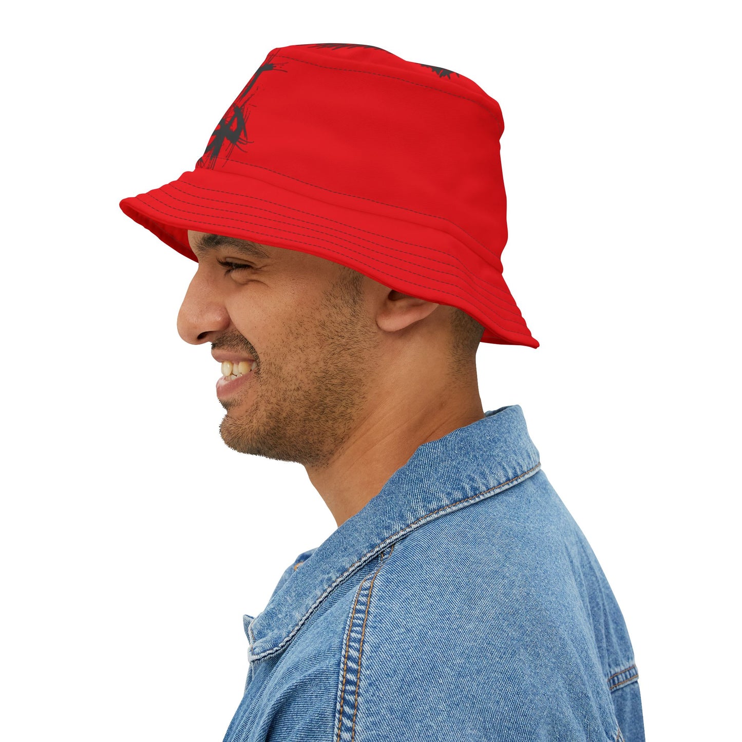 Red Lost Sheep Grunge Bucket Hat, Trendy Summer Accessory, Unisex Streetwear, Perfect for Festivals, Beach Days, Gift for Artists and Christians