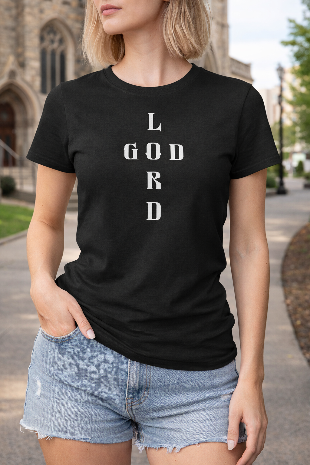 Women's Softstyle Tee with 'Lord God' Design - Perfect for Faith Wear, Everyday Comfort, Spiritual Attire, [...]
