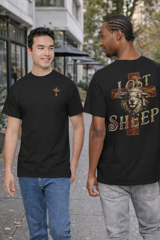 Lost Sheep-T‑Shirt — "Once Lost, Now Found" Christian Faith Tee