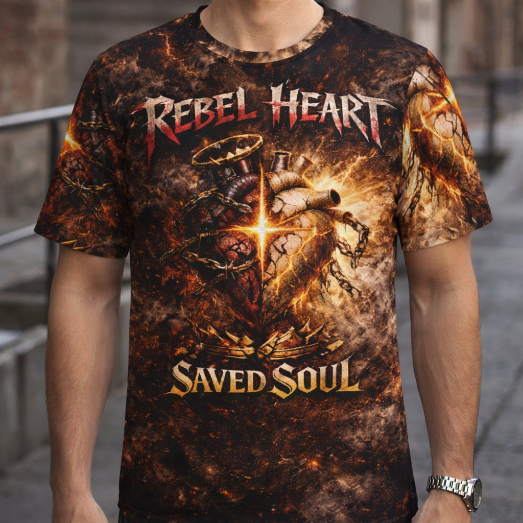 Rebel heart, saved soul-Ezek 36:26-Polyester Tee (AOP)