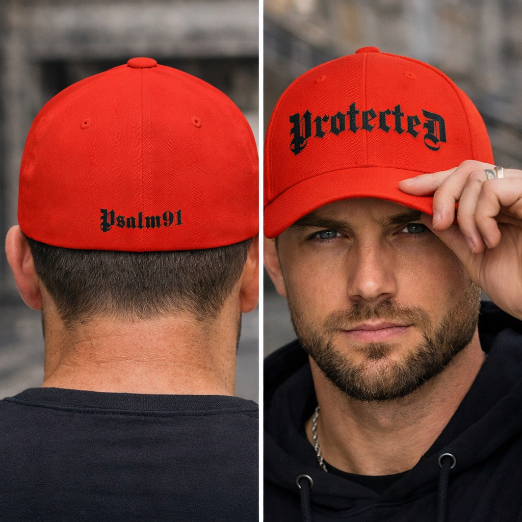 Psalm 91- Protected-Flex Fit Style Structured Cap (2- Sided Embroidery)