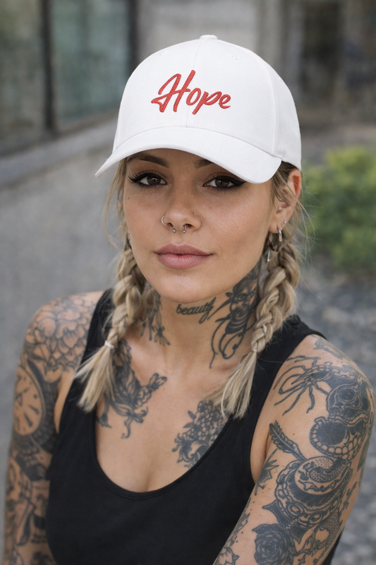 Hope Embroidered Cap — Inspirational White Baseball Hat