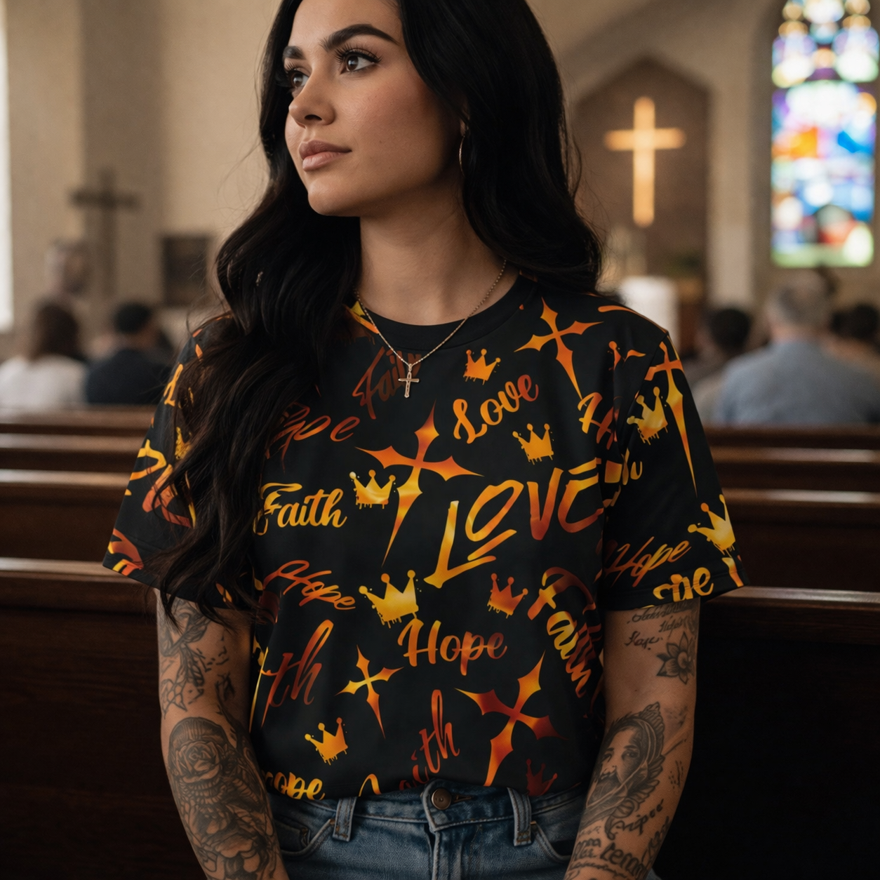 'Faith Hope Love' Polyester Tee (AOP)