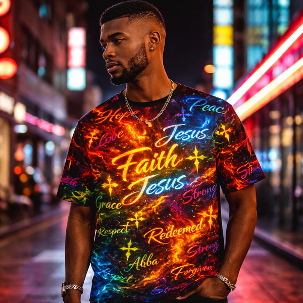 Faith in Flames -Polyester Tee - (AOP)