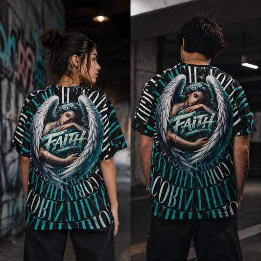 “Walk by Faith” 2 Corinthians 5:7- Polyester Tee (AOP)