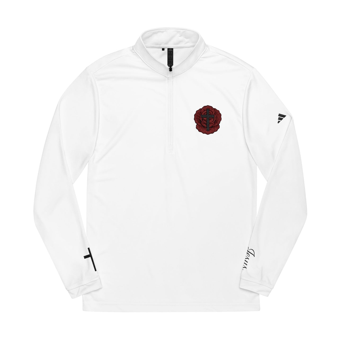 Adidas® Jesus Rose-Embroidered Quarter-Zip Pullover