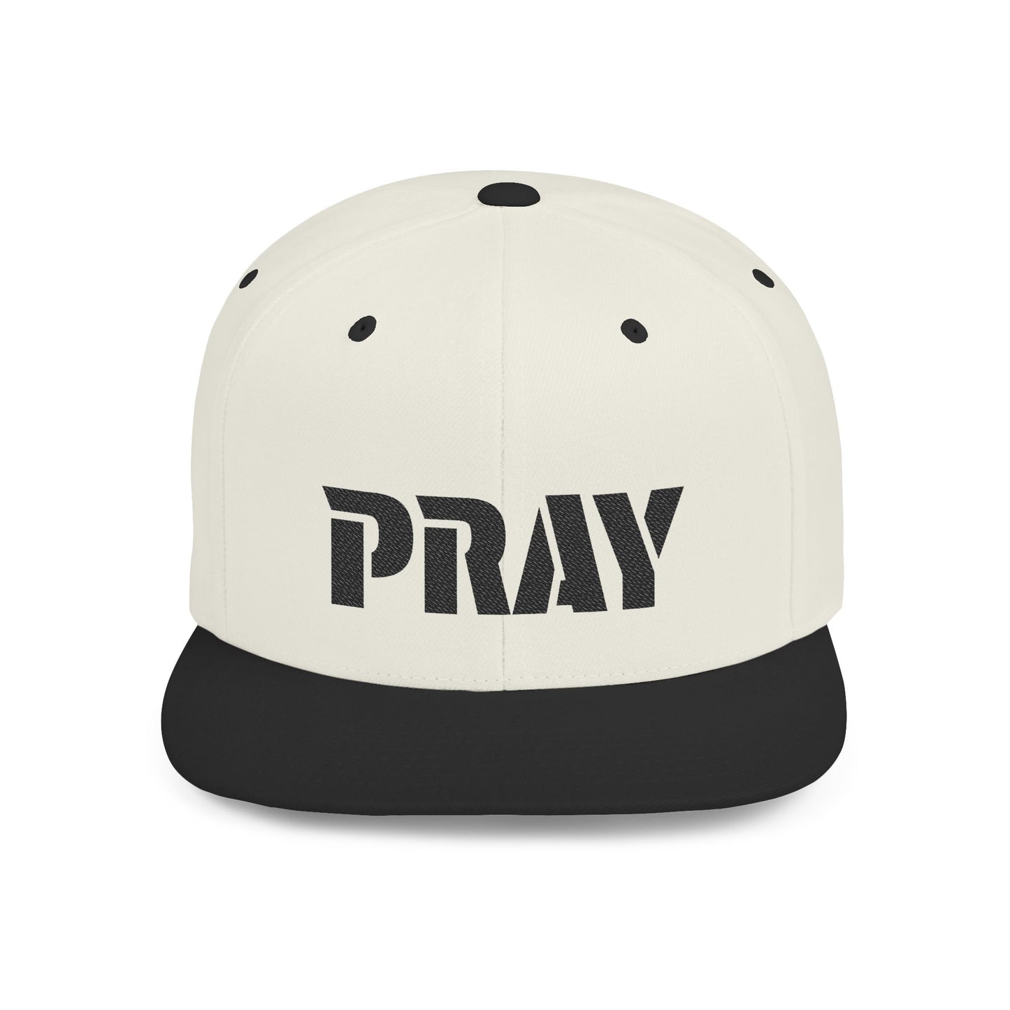 Inspirational Flat Bill Snapback Hat, Pray Adjustable Cap, Motivational Headwear, Faith-Based Gift, Casual Style Accessory