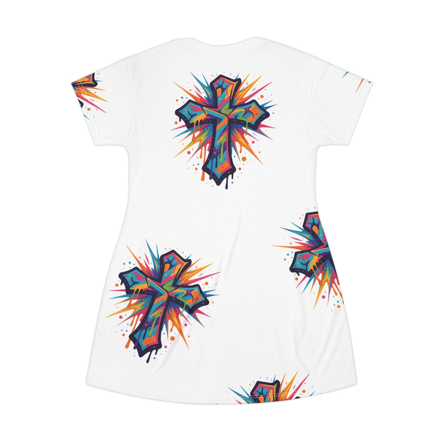 Colorful Cross T-Shirt Dress (AOP)