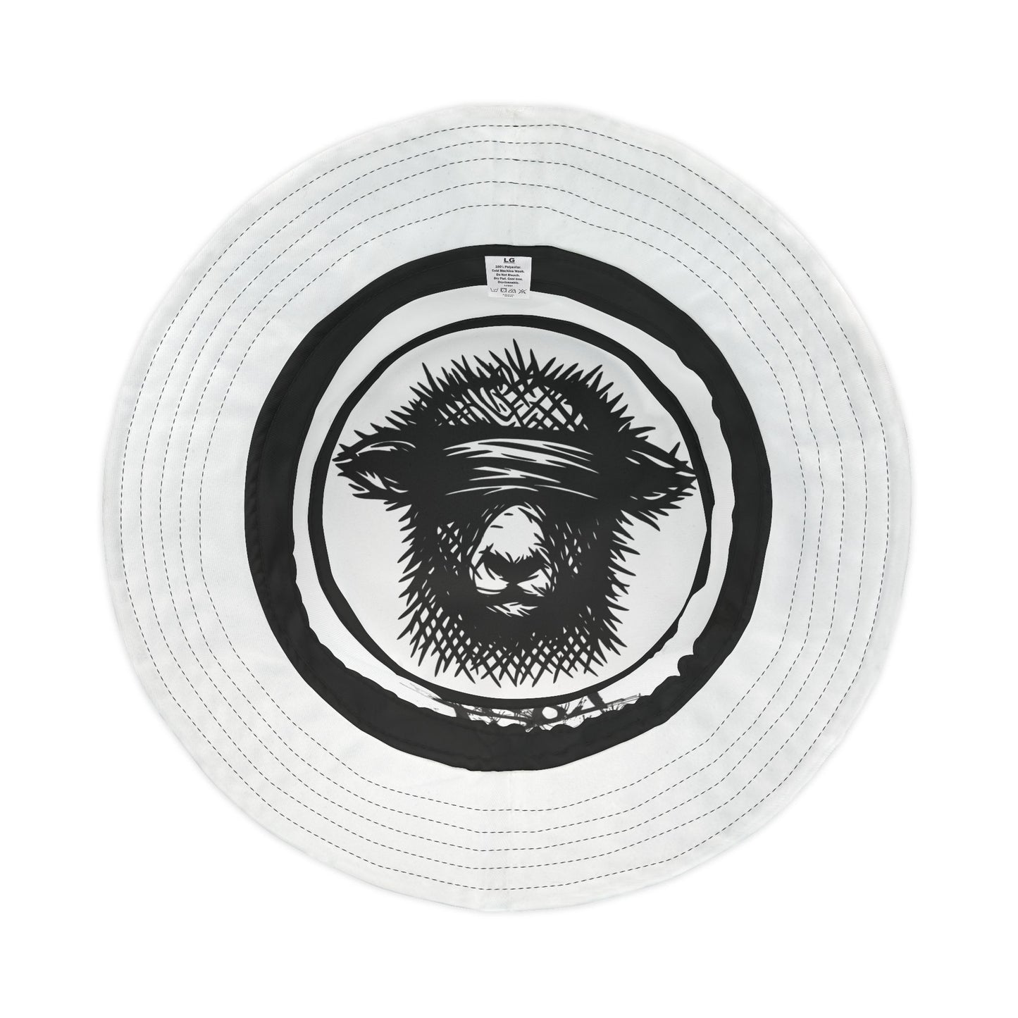 White Lost Sheep Grunge Bucket Hat, Trendy Summer Accessory, Unisex Streetwear, Perfect for Festivals, Beach Days, Gift for Artists and Christians