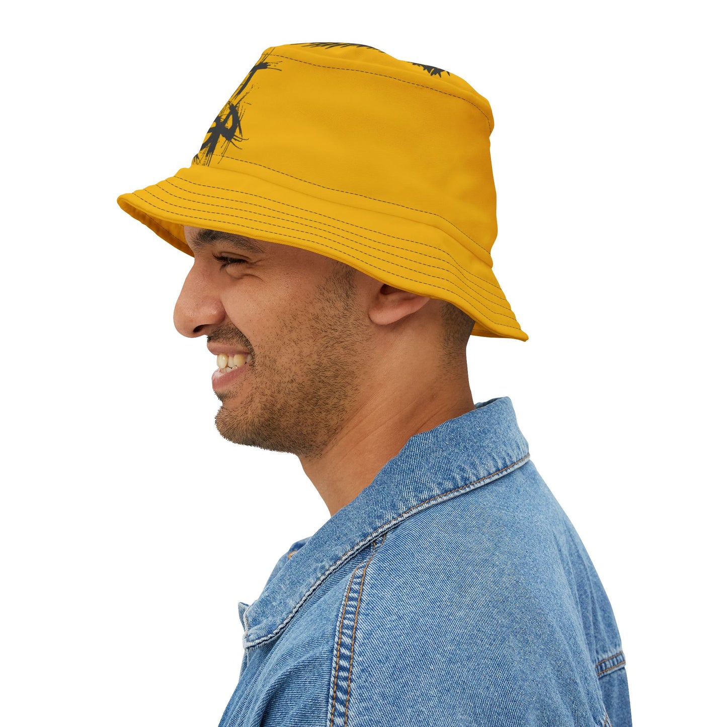 Yellow Lost Sheep Grunge Bucket Hat, Trendy Summer Accessory, Unisex Streetwear, Perfect for Festivals, Beach Days, Gift for Artists and Christians