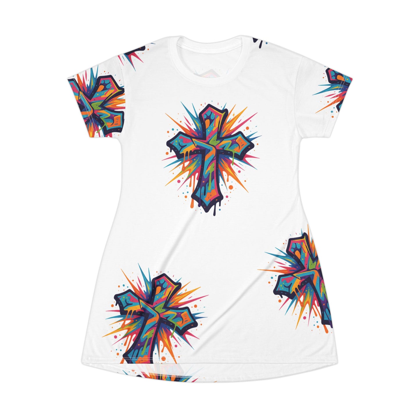 Colorful Cross T-Shirt Dress (AOP)