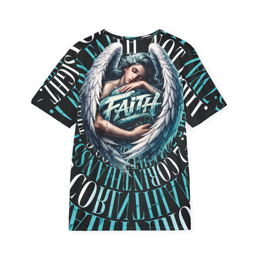 “Walk by Faith” 2 Corinthians 5:7- Polyester Tee (AOP)