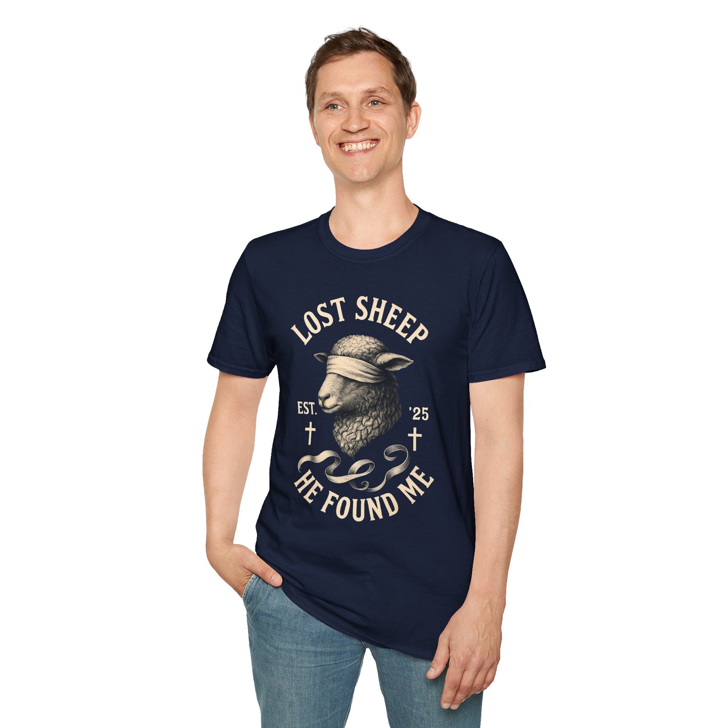 Unisex Softstyle T-Shirt, Religious Tee, Christian Apparel, Lost Sheep Collection, Faith-Based Gift, Christian Wear