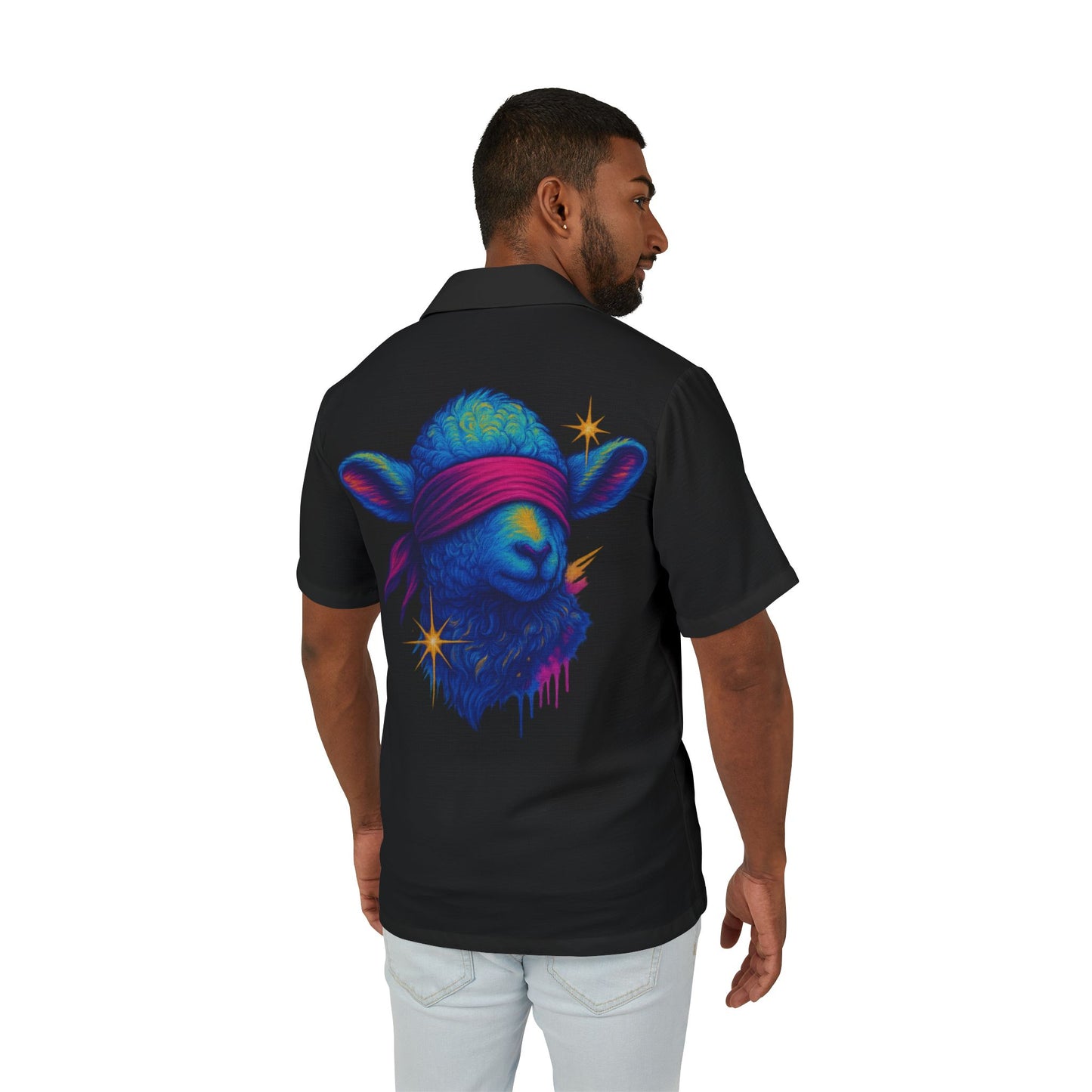 Vibrant Men's Lost Sheep Hawaiian Camp Shirt - Perfect for Summer, Christian Wear, Vacations, Casual Outings, Music Festivals, Graphic Style, Conversation Starter