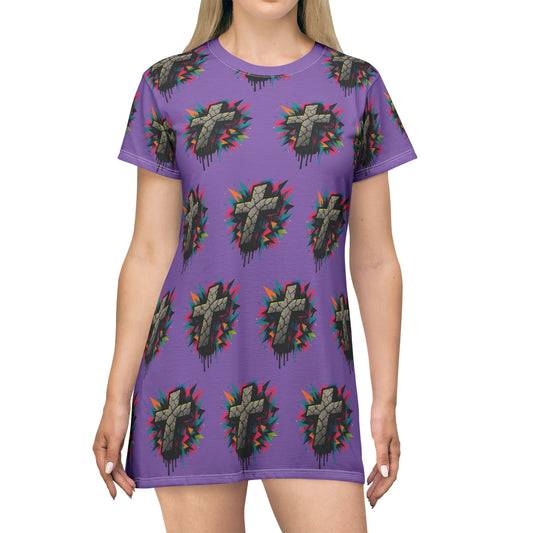 Colorful Cross Graphic T-Shirt Dress, Vibrant Casual Wear, Street Style Clothing, Gift for Fashion Lovers, Festival Ready Outfit, Everyday [...]