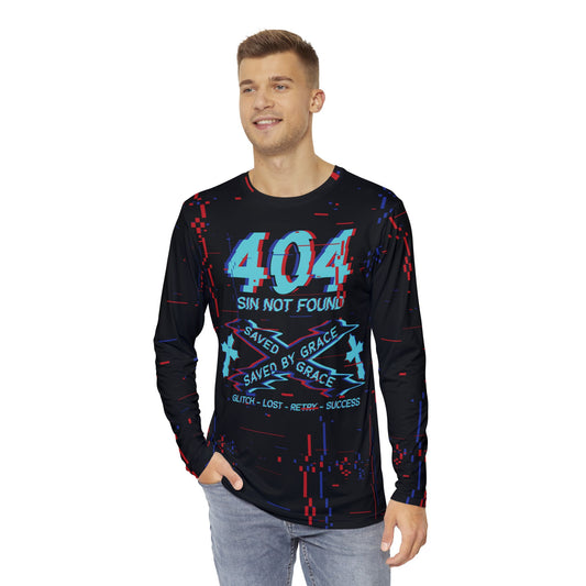 404 Error, Sin not found, Saved by Grace- polyester Long Sleeve Tee(AOP)