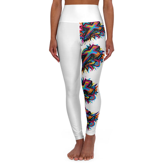 Cross Comfort, Colorful High Waisted Yoga Leggings, Fitness Wear, Activewear, Comfortable Leggings, Workout Leggings, Trendy Yoga Pants