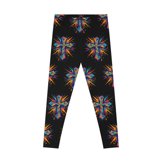 Vibrant Cross Stretchy Leggings, Colorful Yoga Pants, Eye-catching Workout Gear, Festival Fashion, Unique Athleisure Bottoms, Gift for Her