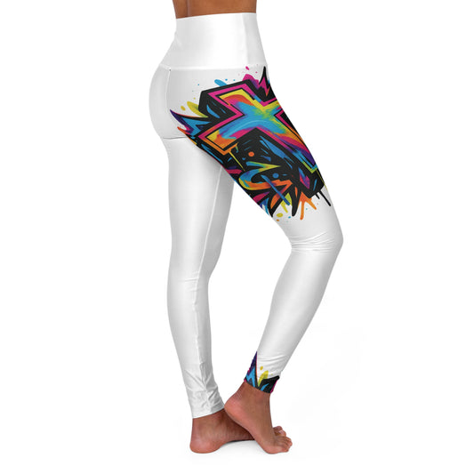 Graffiti Cross High Waisted Yoga Leggings (AOP)