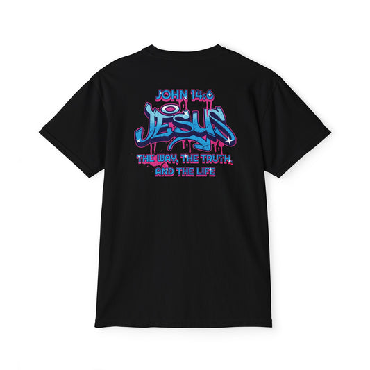 John 14:6 Graffiti Jesus Pocket T-Shirt - Unisex Garment-Dyed Tee