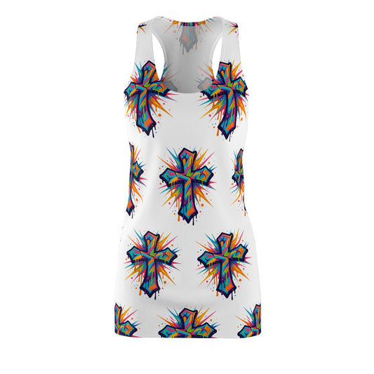 Colorful Abstract Cross Racerback Dress | Trendy Summer Fashion, Christian Wear