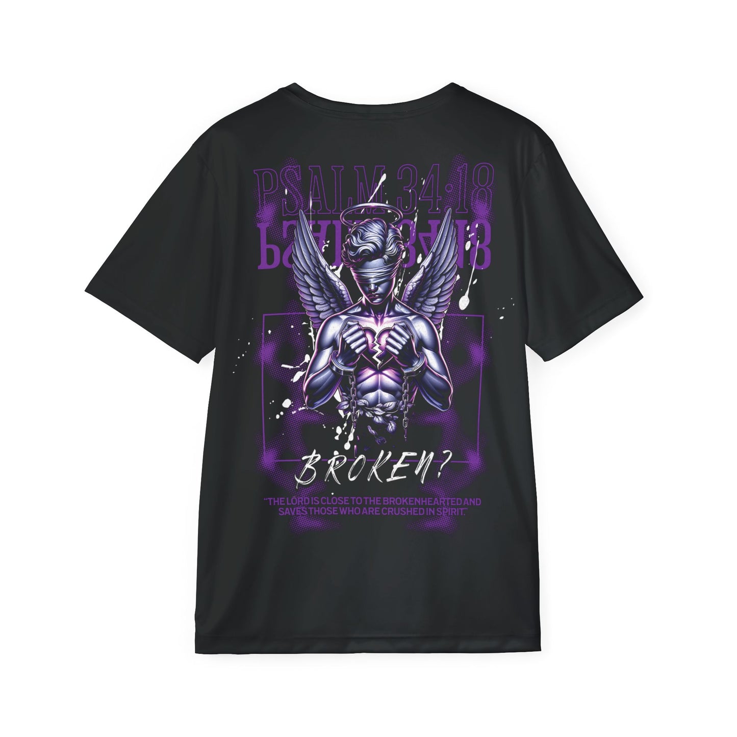Broken?-Psalm 34:18 -Faith Statement-Polyester Tee (AOP)