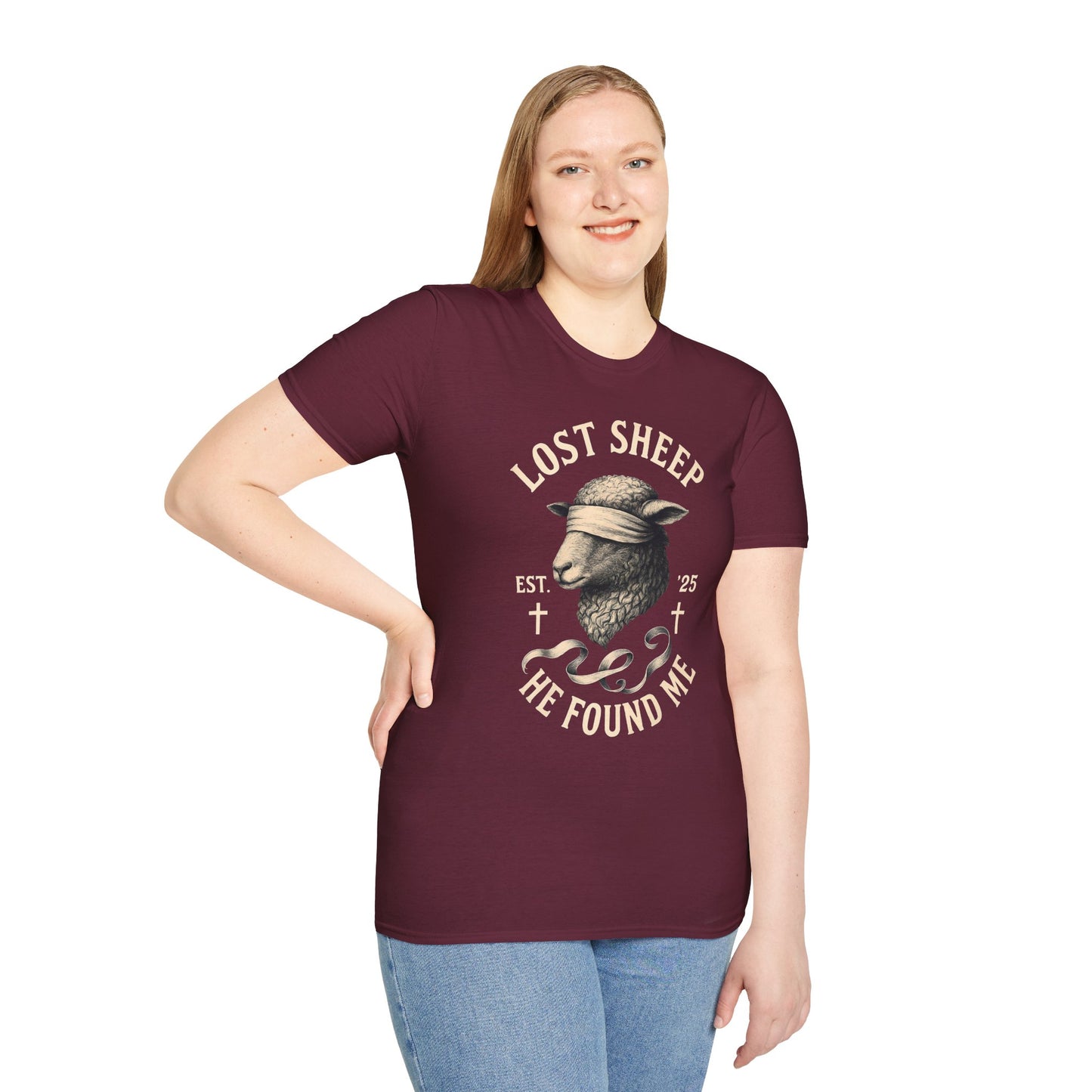 Unisex Softstyle T-Shirt, Religious Tee, Christian Apparel, Lost Sheep Collection, Faith-Based Gift, Christian Wear