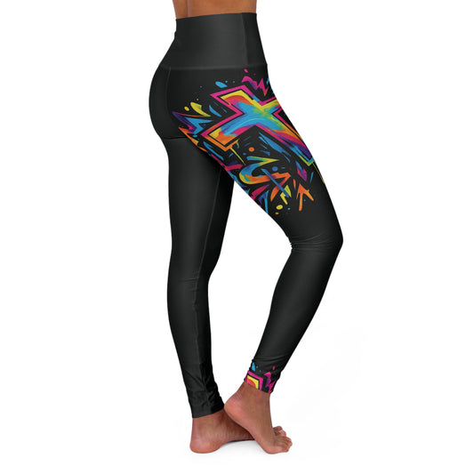 Graffiti Cross High Waisted Yoga Leggings (AOP)