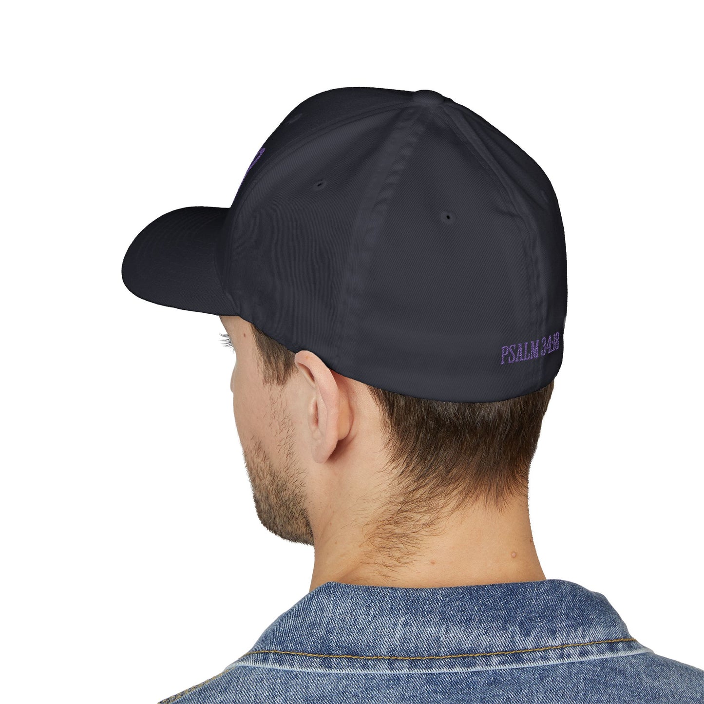 Embroidered 'Broken?' Cap — Psalm 34:18 Flexfit Hat (2-sided embroidery-front/back)