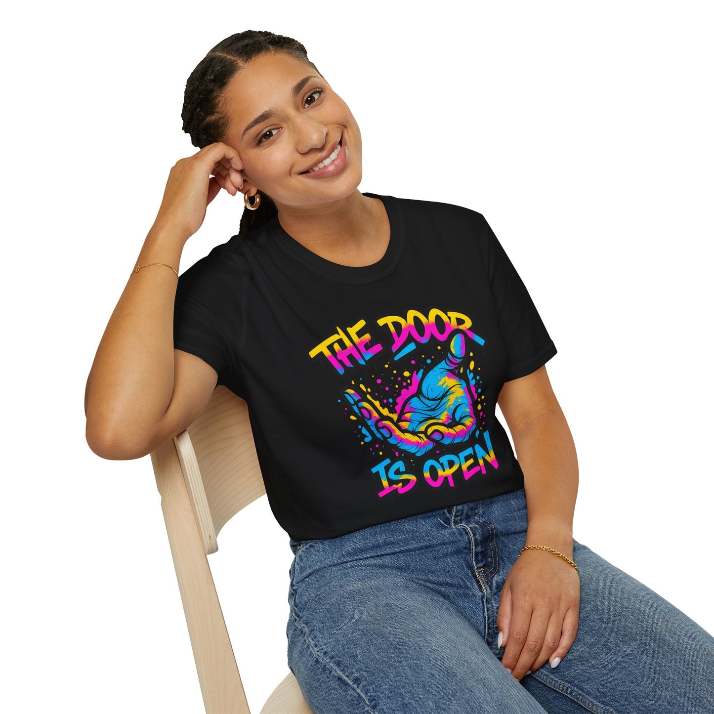 Christian Unisex T-Shirt - Jesus Reaching Design, The door Is Open