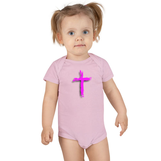 Pink Cross Baby Onesie, Cute Baby Shower Gift, Christening Outfit, Religious Baby Clothes, Newborn Essentials