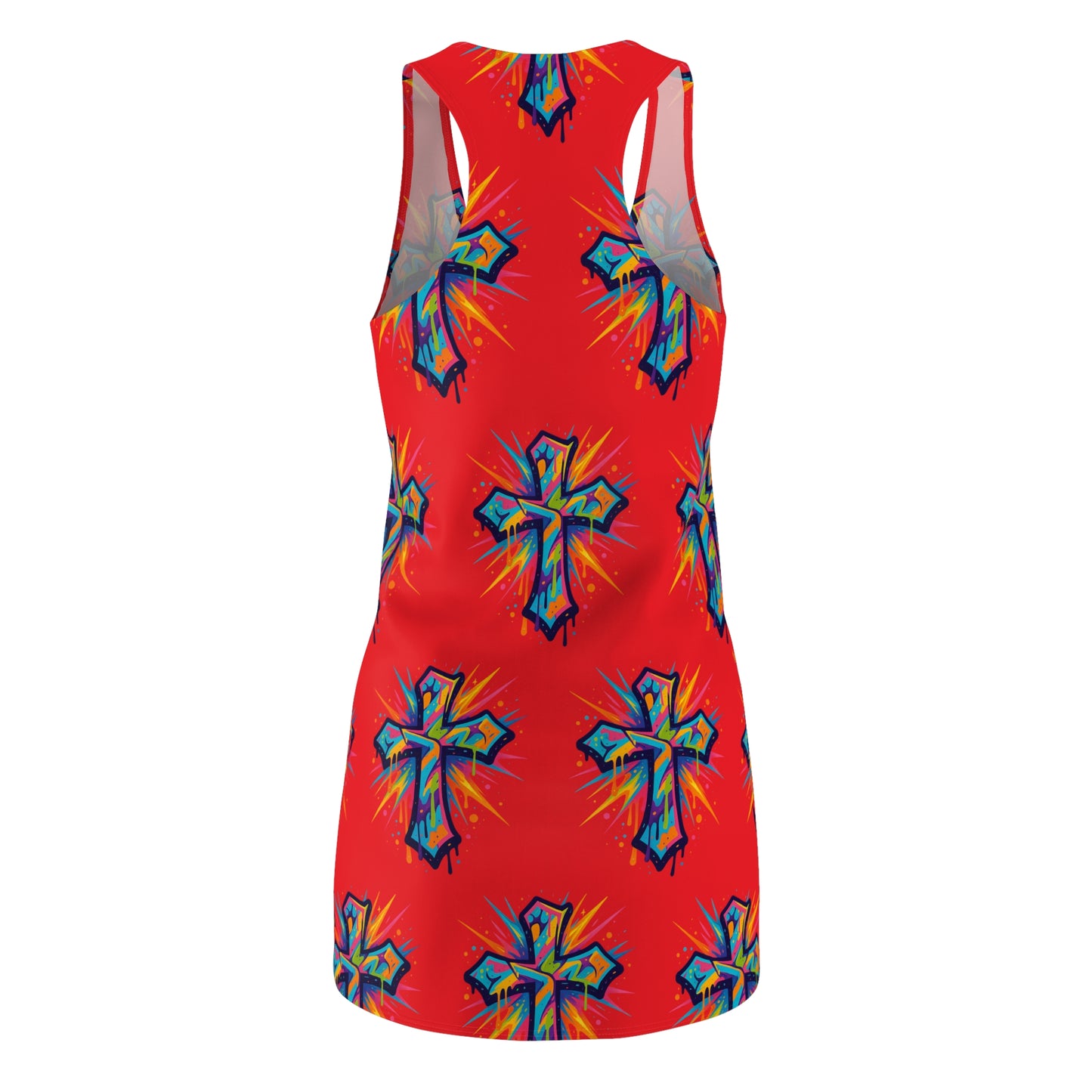 Colorful Abstract Cross Racerback Dress | Trendy Summer Fashion, Christian Wear